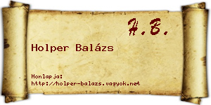 Holper Balázs névjegykártya